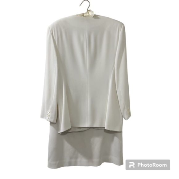 Jones New York Womens Off White Skirt Suit Set Long Sleeve Office Attire Sz 16 - Picture 2 of 14